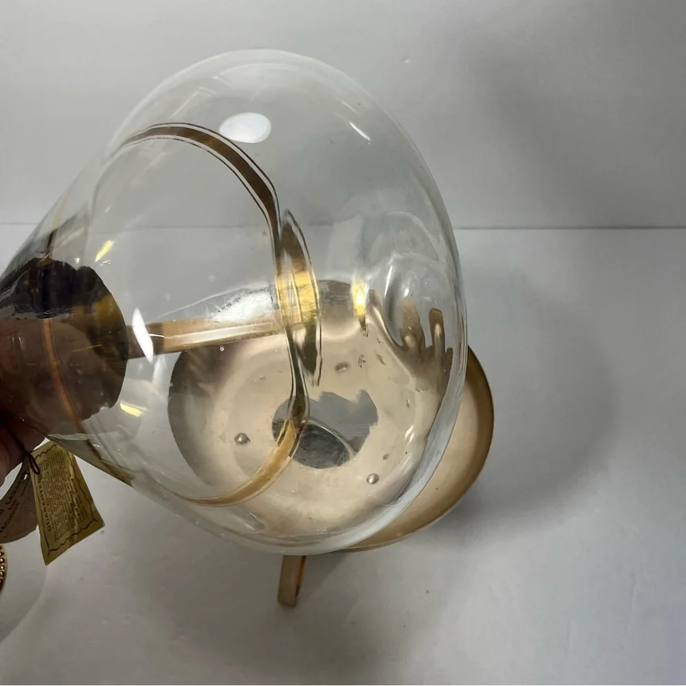 Vtg Mid-Century INLAND Glass Carafe & Warmer 22k Gold Trim Coffee‎ Pot Cork Lid